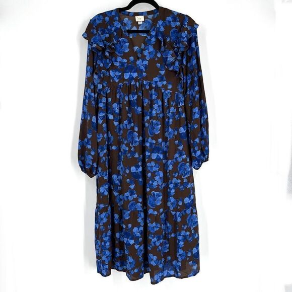 Floral Ruffle Maxi Dress Long sleeve Peasant XS little house in the prairie - Picture 1 of 6